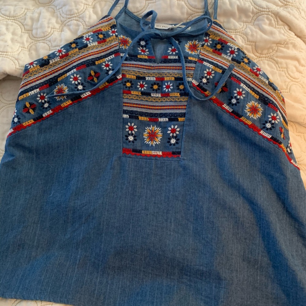 blu pepper denim tank top